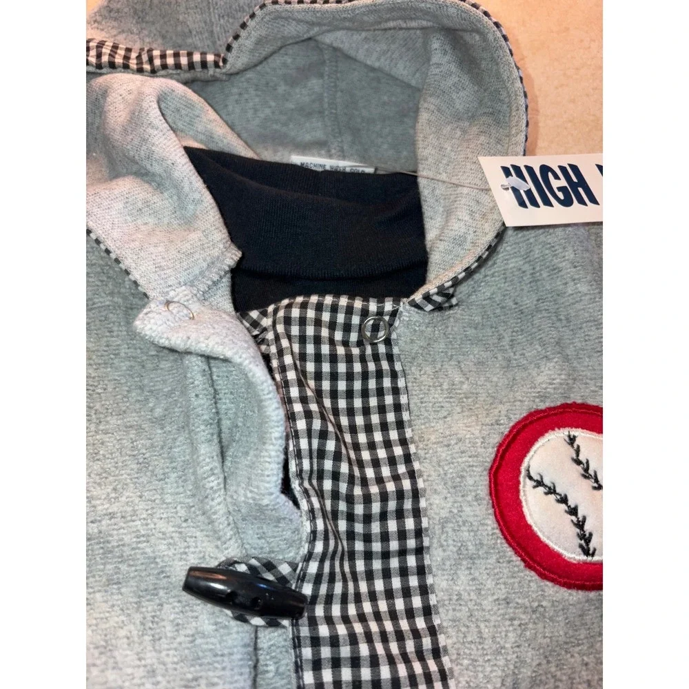 VTG High Impact Gray Sports Baseball Football Basketball Hooded Toggle Coat 3-6M